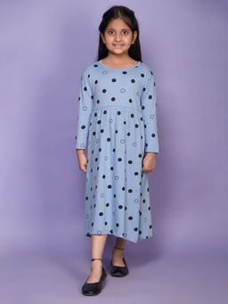 Lilpicks - All Over Polka Printed Midi Dress - Blue