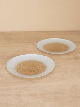Pure Home + Living - Set of 2 White Radial Gradient Glass Dessert Plates