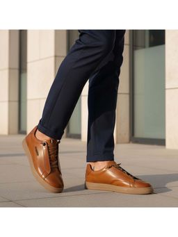 Bugatti - Men Fido Brown Premium Leather Comfort Sneakers