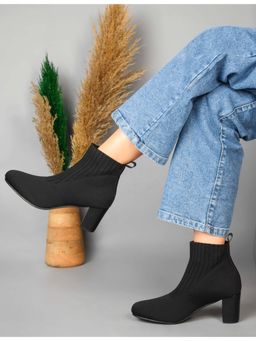 SHUZ TOUCH - Black Knit Casual Boots