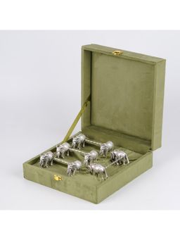 SABERA - Elephant Front Facing Spoon Rest Silver- (Set Of 4)