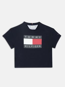 Tommy Hilfiger - Girls Logo Regular Fit Cotton Navy Blue T-Shirt