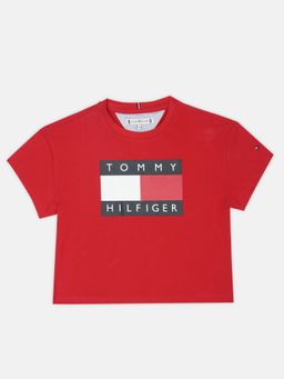 Tommy Hilfiger - Girls Logo Regular Fit Cotton Red T-Shirt
