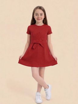 U.S. POLO ASSN. - Girls Patterned Knit Skater Mini Dress