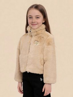 U.S. POLO ASSN. - Girls Solid Comfort Fit Beige Jacket