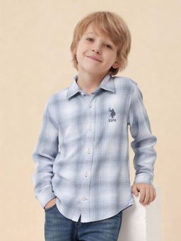 U.S. POLO ASSN. - Boys Tartan Checked Pattern Twill Shirt