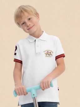 U.S. POLO ASSN. - Boys Solid Regular Fit White Polo T-Shirt