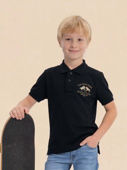 U.S. POLO ASSN. - Boys Brand Embroidered Regular Fit Navy Blue Polo T-Shirt