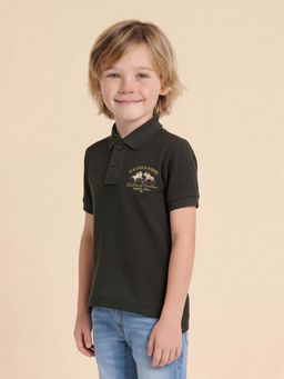 U.S. POLO ASSN. - Boys Brand Embroidered Regular Fit Green Polo T-Shirt