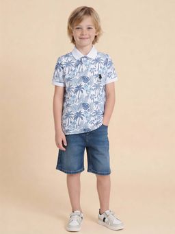 U.S. POLO ASSN. - Boys All-Over Printed Regular Fit Polo T-Shirt