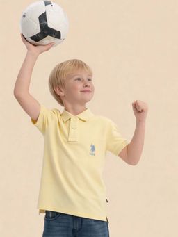 U.S. POLO ASSN. - Boys Solid Regular Fit Yellow Polo T-Shirt