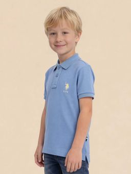 U.S. POLO ASSN. - Boys Solid Regular Fit Blue Polo T-Shirt