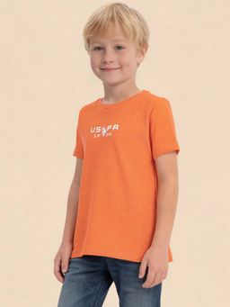 U.S. POLO ASSN. - Boys Solid Regular Fit Orange T-Shirt