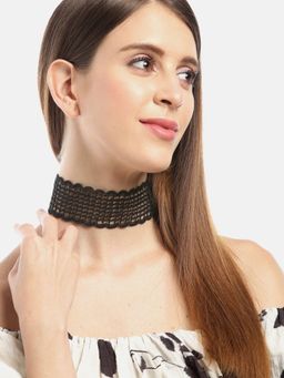 Blueberry - Black Mesh Lace Woven Choker Necklace