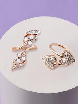 Zaveri Pearls - Set of 2 Rose Gold Contemporary Cubic Zirconia Finger Rings-ZPFK13483