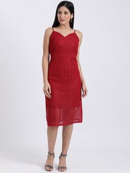 Zink London - Red Patterned Midi Dress