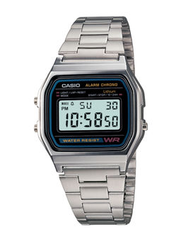 Casio - Vintage A158WA-1DF Black Digital Dial Silver Stainless Steel Band D011