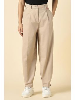 Allen Solly - Women's Beige Solid Casual Trousers
