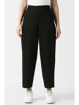 Van Heusen - Women's Black Solid Casual Trousers