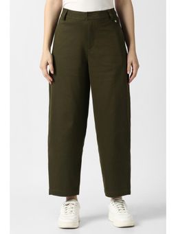 Van Heusen - Women's Olive Solid Casual Trousers