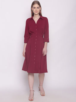 Zink London - Women's Red Solid Dress
