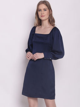 Zink London - Women's Blue Solid Dress