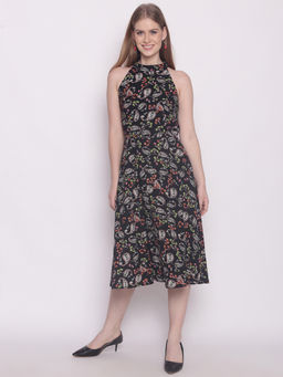Zink London - Women's Black Floral Dress