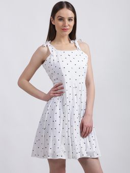 Zink London - Women's White Polka Dots Dress