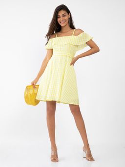 Zink London - Women's Yellow Checks Dress