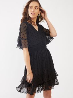 Zink London - Women's Black Polka Dots Dress
