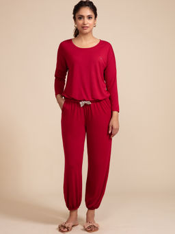Nykd by Nykaa - Sumptuously Soft Modal Lounge Pajama Set of 2 NYS016-Rio Red