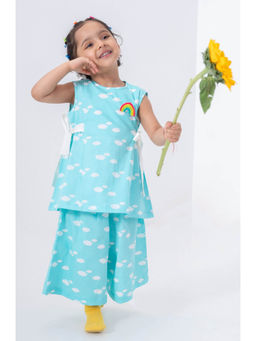 TIBER TABER - Girls Cloud Princess with Culotte and Brooch-Blue (Set of 3)