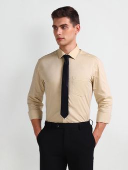 Arrow - Manhattan Slim Fit Cotton Beige Formal Shirt