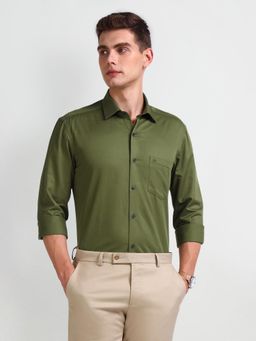Arrow - Manhattan Slim Fit Cotton Green Formal Shirt