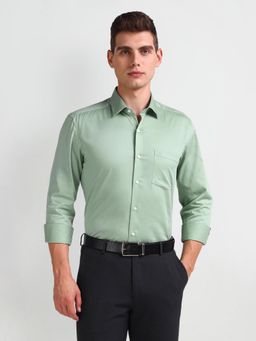 Arrow - Manhattan Slim Fit Cotton Green Formal Shirt