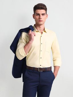 Arrow - Patterned Twill Manhattan Slim Yellow Formal Shirt