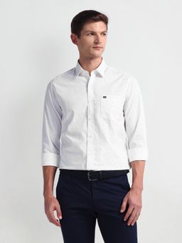 Arrow Sports - All Over Print Manhattan Slim White Formal Shirt