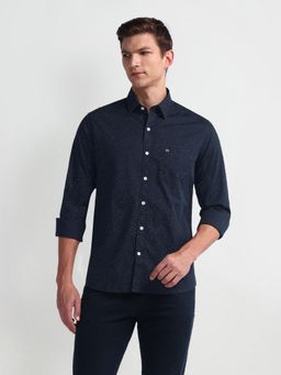 Arrow Sports - All Over Print Manhattan Slim Navy Blue Formal Shirt