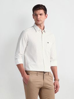 Arrow Sports - Geometric Print Twill White Formal Shirt