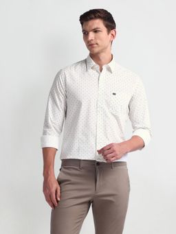 Arrow Sports - Geometric Print Slim Fit White Casual Shirt