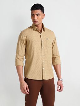 Arrow Sports - Geometric Print Slim Fit Brown Casual Shirt