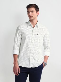 Arrow Sports - Geometric Print Manhattan Slim White Casual Shirt