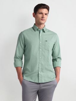 Arrow Sports - Geometric Print Manhattan Slim Green Casual Shirt