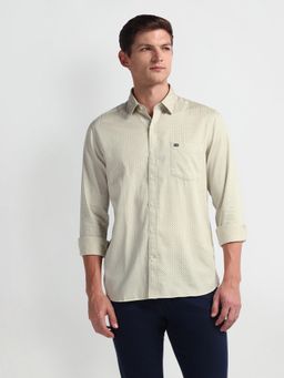 Arrow Sports - Geometric Print Twill Beige Casual Shirt