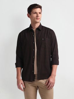 Arrow Sports - Long Sleeve Slim Fit Maroon Casual Shirt