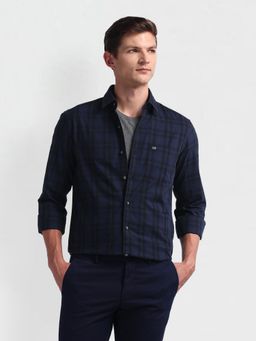 Arrow Sports - Tartan Check Manhattan Slim Blue Casual Shirt