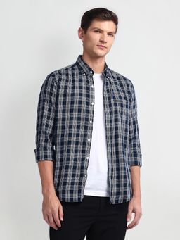 Arrow Sports - Tartan Check Cotton Teal Casual Shirt