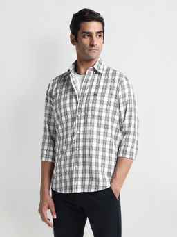Arrow Sports - Tartan Check Cotton White Casual Shirt