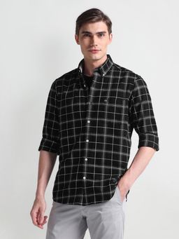 Arrow Sports - Tartan Check Cotton Black Casual Shirt