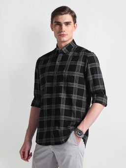 Arrow Sports - Tartan Check Cotton Black Casual Shirt